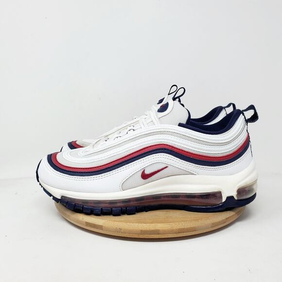 Nike Air Max 97‎ Shoes Womens 7.5 Red Crush White Blue Athletic Lace Up Sneaker - Picture 1 of 15